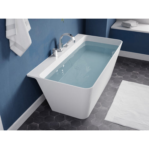 FT-AZ114-5973CH - ANZZI VAULT 59 in. Acrylic Flatbottom Freestanding Bathtub in White with Deck Mount Faucet & Hand Sprayer