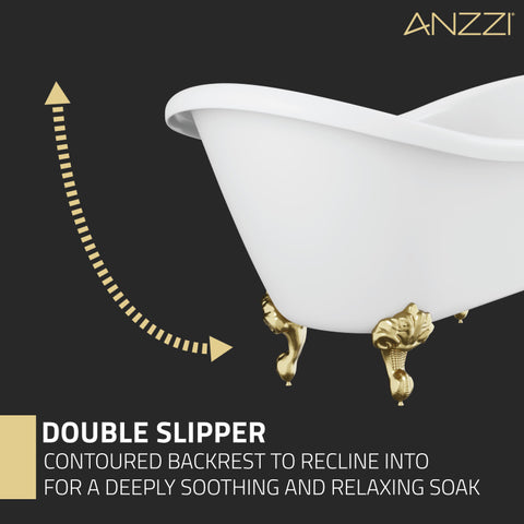 ANZZI 70 in. x 30 in. Claw Foot Freestanding Soaking Bathtub - Falco Series