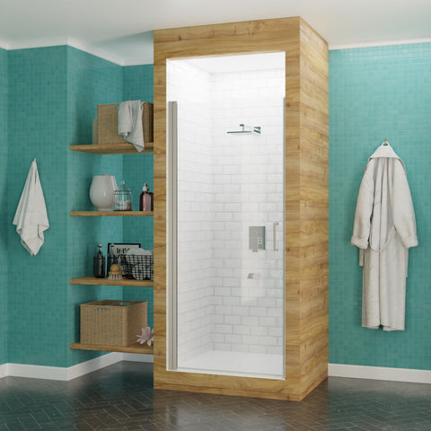 Lancer 29 in. x 72 in. Semi-Frameless Shower Door with TSUNAMI GUARD