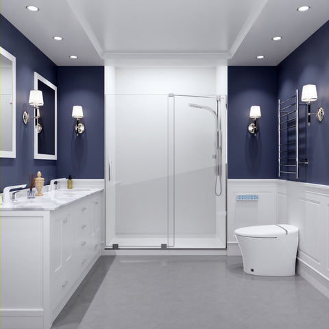 SD-AZ055-01CH - ANZZI Longboat Series 60 in. x 76 in. H Sliding Semi-Frameless Shower Door in Polished Chrome with Tsunami Guard Clear Glass