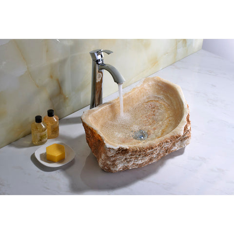 LS-AZ148 - ANZZI Desert Shell 20 in. Handcrafted Irregular Shaped Solid Surface Bathroom Vessel Sink in Honey Onyx Natural Stone