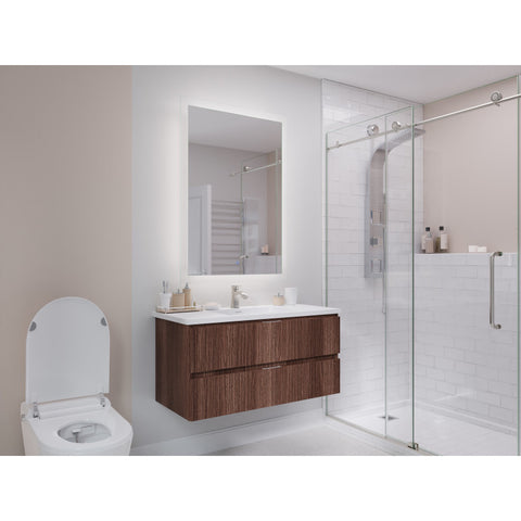 39 in W x 20 in H x 18 in D Bath Vanity with Cultured Marble Vanity Top in White with White Basin & Mirror