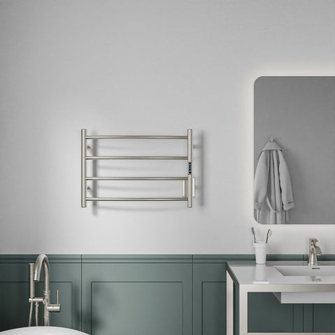 TW-AZ018BN - ANZZI Glow Series 4-Bar Wall Mounted Electric Bathroom Towel Warmer Rack in Brushed Nickel Finish Stainless Steel