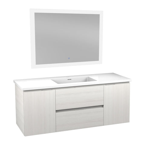 48 in W x 20 in H x 18 in D Bath Vanity with Cultured Marble Vanity Top in White with White Basin & Mirror