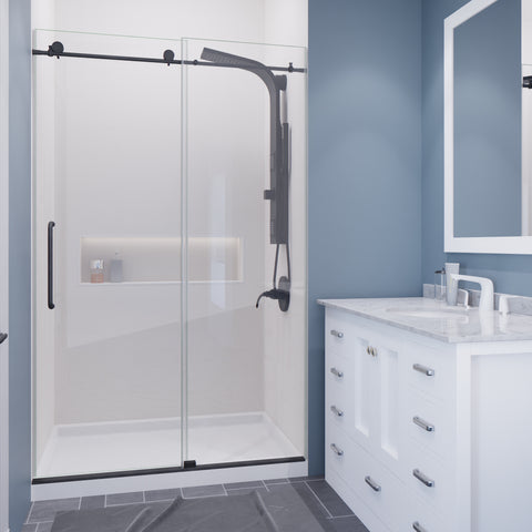 ANZZI Leon Series 48 in. by 76 in. Frameless Sliding Shower Door with Handle
