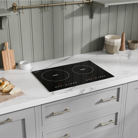 Aurora Collection 20 in. Induction Cooktop in Black with Child Safety Lock, Auto Switch Off, and Dual-Zone Control