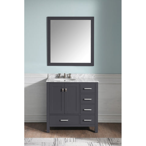 Chateau 36 in. W x 22 in. D Bathroom Bath Vanity Set with Carrara Marble Top with White Sink