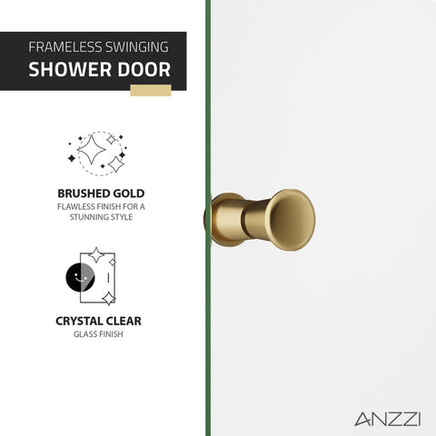 ANZZI Romance 72-in. x 33.5-in. Frameless Swinging Shower Door
