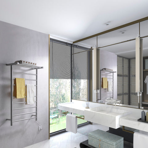Eve 8-Bar Stainless Steel Wall Mounted Electric Towel Warmer Rack