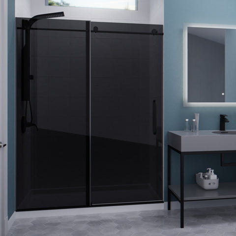 Leon Series 60 in. by 76 in. Frameless Sliding Shower Door with Handle