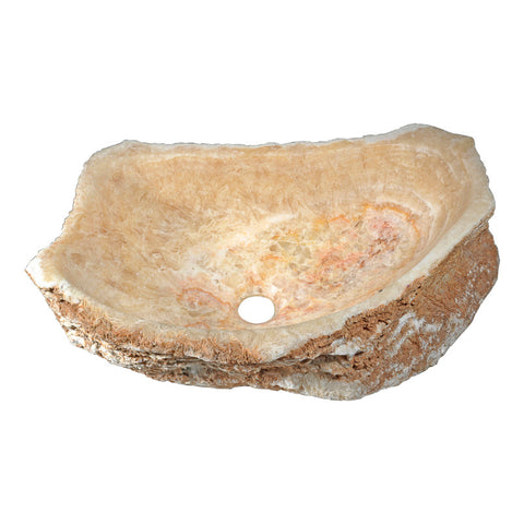 LS-AZ148 - ANZZI Desert Shell 20 in. Handcrafted Irregular Shaped Solid Surface Bathroom Vessel Sink in Honey Onyx Natural Stone
