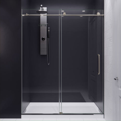 Leon Series 60 in. by 76 in. Frameless Sliding Shower Door with Handle