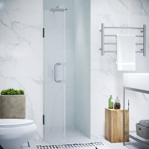 Fellow Series 30 in. by 72 in. Frameless Hinged Shower Door with Handle