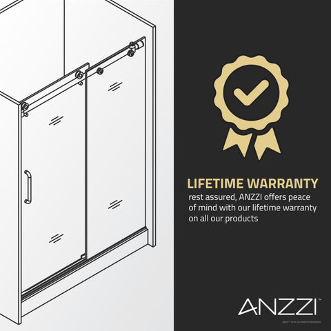 Leon Series 60 in. by 76 in. Frameless Sliding Shower Door with Handle