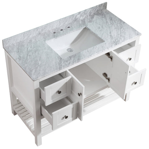 Montaigne 48 in. W x 22 in. D Bathroom Bath Vanity Set with Carrara Marble Top with White Sink