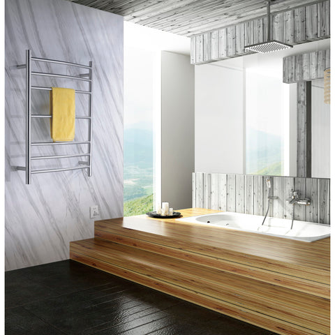 TW-AZ027BN - ANZZI Gown Series 7-Bar Wall Mounted Electric Plug-In Bathroom Towel Warmer Rack in Brushed Nickel Finish Stainless Steel