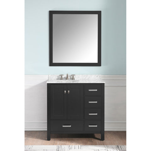Chateau 36 in. W x 22 in. D Bathroom Bath Vanity Set with Carrara Marble Top with White Sink