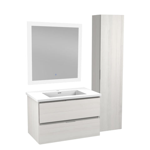 30 in. W x 20 in. H x 18 in. D Bath Vanity Set with Vanity Top in White with White Basin and Mirror