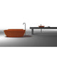 ANZZI Vida 5.2 ft. Solid Surface Center Drain Freestanding Bathtub in Honey Amber