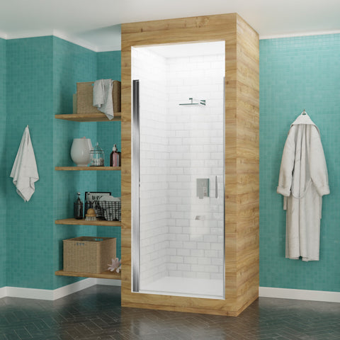 Lancer 29 in. x 72 in. Semi-Frameless Shower Door with TSUNAMI GUARD