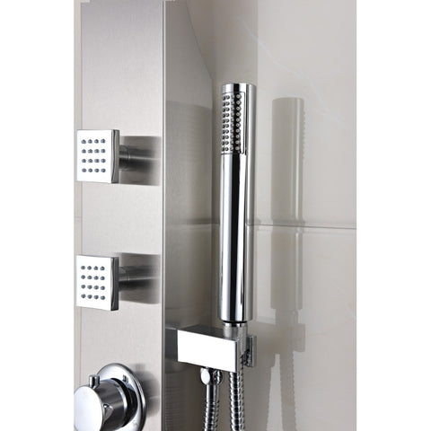 ANZZI Silent 40 in. Full Body Shower Panel with Heavy Rain Shower and Spray Wand in Brushed Steel
