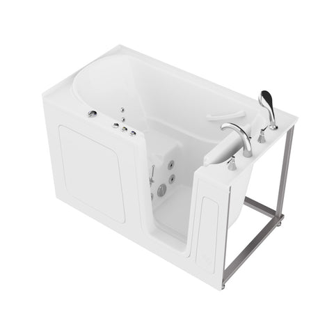 AMZ3260RWH - ANZZI 32 in. x 60 in. Right Drain Quick Fill Walk-In Whirlpool Tub with Powered Fast Drain in White