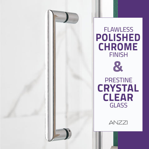 Lancer 29 in. x 72 in. Semi-Frameless Shower Door with TSUNAMI GUARD