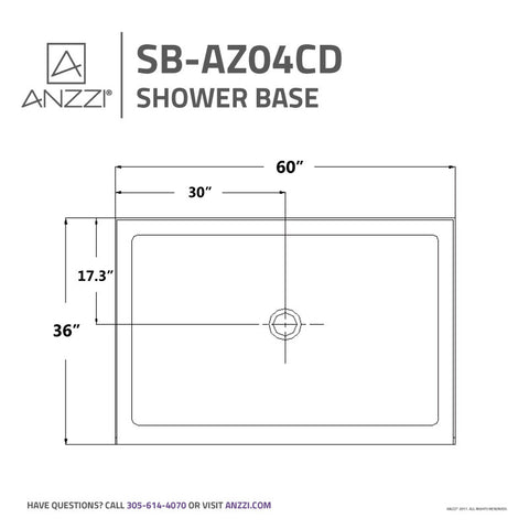 Tier 36 x 60 in. Single Threshold Shower Base