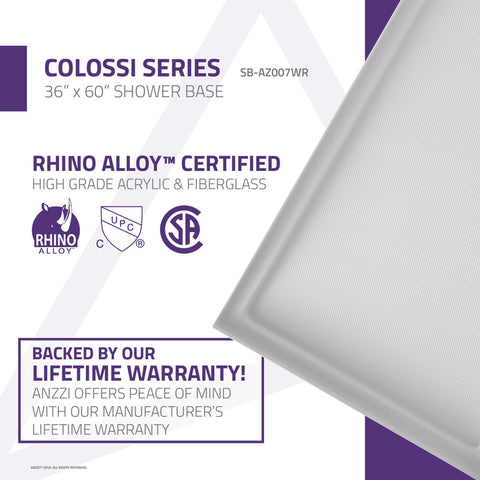 36 in. x 60 in. Single Threshold Shower Base in White