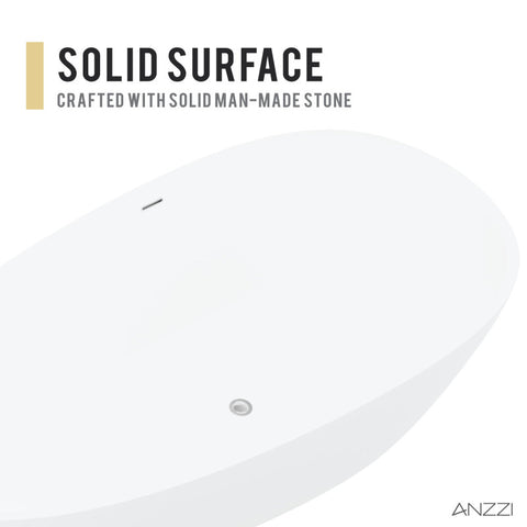 ANZZI 67 in. x 34 in. Freestanding Soaking Tub Man-Made Stone - Makot Series