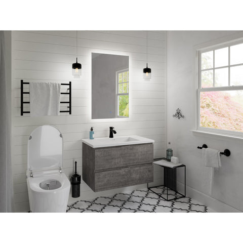 30 in W x 20 in H x 18 in D Bath Vanity with Cultured Marble Vanity Top in White with White Basin & Mirror