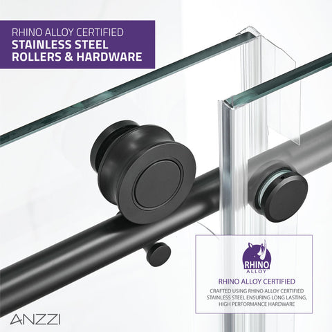 Leon Series 60 in. by 76 in. Frameless Sliding Shower Door with Handle