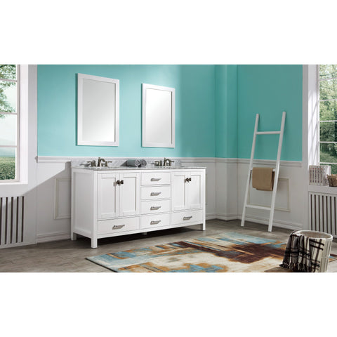 Chateau 72 in. W x 22 in. D Bathroom Vanity Set with Carrara Marble Top with White Sink