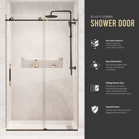 ANZZI Madam Series 48 in. by 76 in. Frameless Sliding Shower Door with Handle