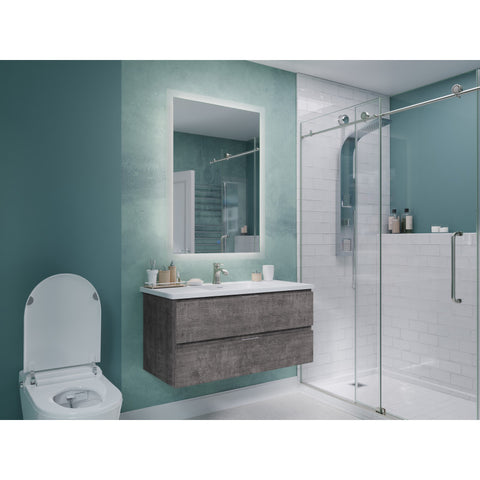 39 in W x 20 in H x 18 in D Bath Vanity with Cultured Marble Vanity Top in White with White Basin & Mirror
