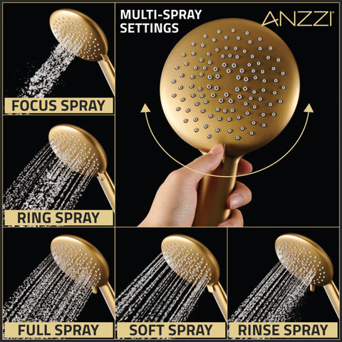 ANZZI Heavy Rainfall Stainless Steel Shower Bar with Hand Sprayer
