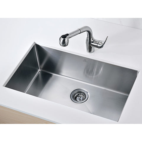 Vanguard Undermount Stainless Steel 30 in. 0-Hole Single Bowl Kitchen Sink in Brushed Satin