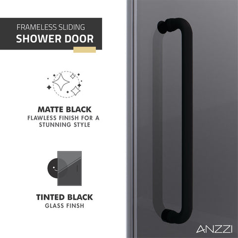 Leon Series 60 in. by 76 in. Frameless Sliding Shower Door with Handle