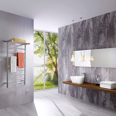 Eve 8-Bar Stainless Steel Wall Mounted Electric Towel Warmer Rack