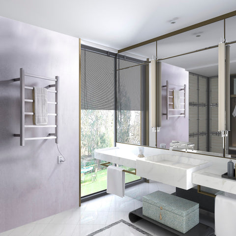 Charles Series 6-Bar Stainless Steel Wall Mounted Electric Towel Warmer Rack