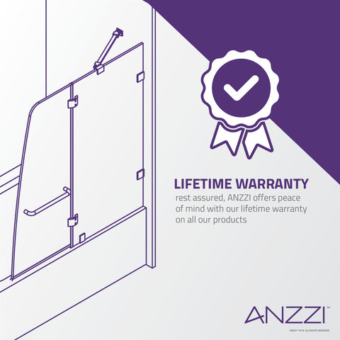 Anzzi 5 ft. Acrylic Rectangle Tub With 48 in. by 58 in. Frameless Hinged tub door