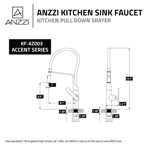 KF-AZ003 - Accent Single Handle Pull-Down Sprayer Kitchen Faucet in Polished Chrome