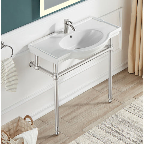 Viola 34.5 in. Console Sink with Ceramic Counter Top