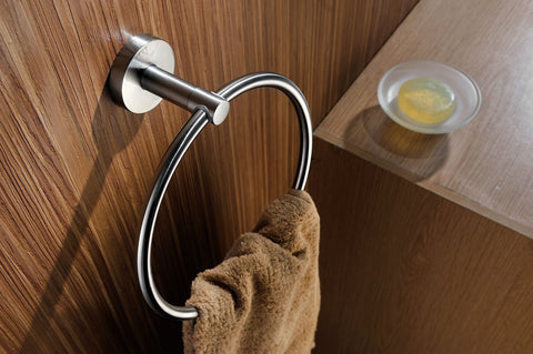Caster Series Towel Ring in Brushed Nickel