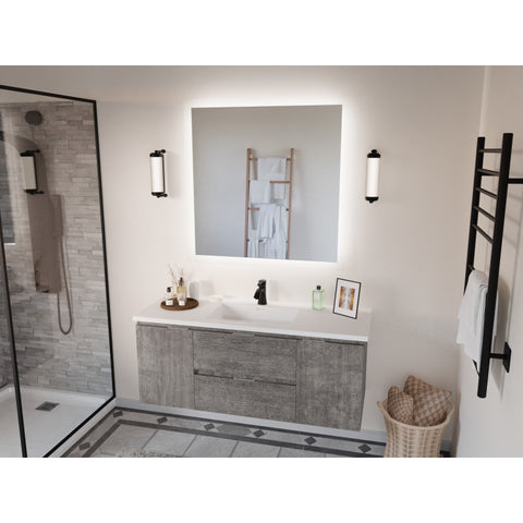 48 in W x 20 in H x 18 in D Bath Vanity with Cultured Marble Vanity Top in White with White Basin & Mirror