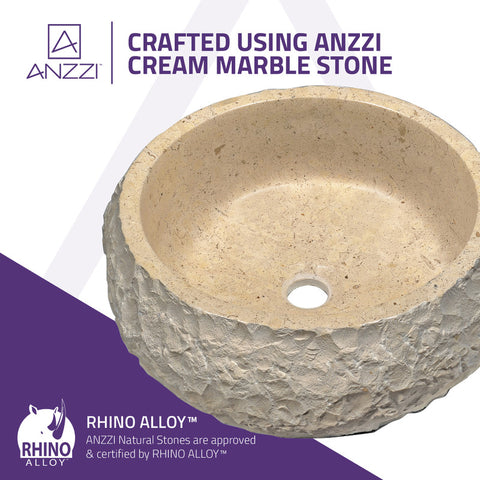 Desert Ash Vessel Sink in Classic Cream Marble