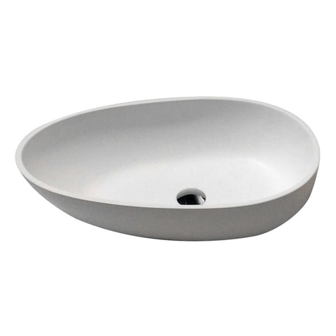LSAZ606-096 - ANZZI Trident One Piece Solid Surface Vessel Sink in Matte White with Enti Faucet in Chrome