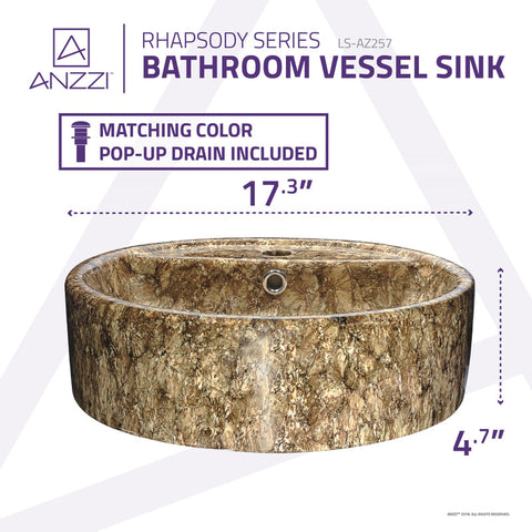 Rhapsody Series Ceramic Vessel Sink in Neolith Marble Finish