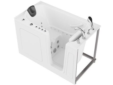 ANZZI 32 in. x 60 in. Right Drain Quick Fill Walk-In Whirlpool and Air Tub with Powered Fast Drain in White