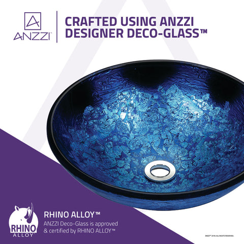 ANZZI Tara Series Deco-Glass Vessel Sink in Blue Blaze